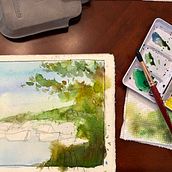 Impressionist Seascape in watercolour. Un progetto di Illustrazione naturalistica, Pittura, Pittura ad acquerello, Paesaggismo e Belle arti di Arsche Feuer - 02.06.2025