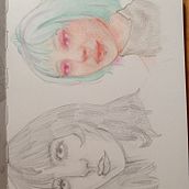 Retrato con lápices de colores. . Un proyecto de Dibujo con lápices de colores, Dibujo, Dibujo de Retrato y Sketchbook de Atzin Luna - 08.06.2025