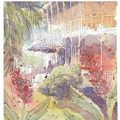 Dessin architectural a l'aquarelle et à l'encre Ein Projekt aus dem Bereich Zeichnung, Aquarellmalerei, Architektonische Illustration, Sketchbook, Illustration mit Tinte und Skizzenentwurf von Canelle - 09.06.2025