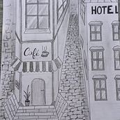 Rue pavé entouré d'immeubles. Un proyecto de Dibujo de Nadège Grand - 11.06.2025