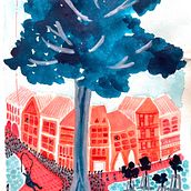 Più alberi e solidarietà nelle aree urbane. Un progetto di Illustrazione tradizionale e Illustrazione con inchiostro di Indah Sulistiana Kuncoro - 13.06.2025