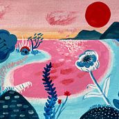 Fantastic landscape . Un proyecto de Ilustración tradicional, Pintura, Pintura acrílica y Sketchbook de daraboyko - 14.06.2025
