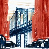 Dumbo, Brooklyn opnieuw vormgegeven met spontane en gedurfde energie. Een project van Digitale illustratie, Digitale tekening y Digitaal schilderij van Susie Ang - 17.06.2025