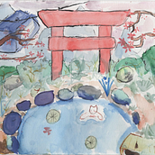 teleférico azul. Desenho, Ilustração tradicional, e Pintura em aquarela projeto de luanebraga_escola - 22.06.2025