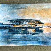 Urban Sketching Copenhagen: The Royal Danish Opera House. Watercolor Painting project by malakoala - 06.23.2025
