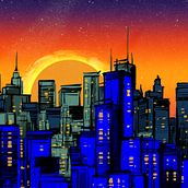 cidade noturna. Ilustração digital projeto de sahikirat77 - 23.06.2025
