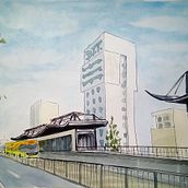 Sketch en Dakar: el nuevo bus urbano . Watercolor Painting, Drawing, and Sketchbook project by Mònica Tarragó - 06.27.2025