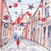La ville de Lublin en hiver. Un projet de Aquarelle , et Peinture de elzbieta_malyska - 27.06.2025