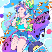 Music Dreams. Een project van Digitale illustratie,  Tekening,  Beeldende kunst y Grafisch ontwerp van Rita Muñoz - 28.06.2025