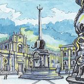 Piazza del Duomo, Catania. Traditional illustration project by cscuderi - 06.29.2025