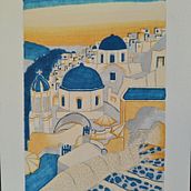 Santorin au coucher de soleil : entre ombres et lumière. Sketchbook, Sketching, Street Art, and Architectural Illustration project by mariebouvard - 06.29.2025