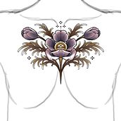 Symmetrical flower sternum piece. Botanical Illustration, Digital Illustration, Traditional illustration, and Tattoo Design project by Valérie Noël - 06.30.2025