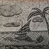 Zen Tangle Inspired Island of Guam. Ink Illustration, and Sketchbook project by Daniel Gurwell - 06.30.2025