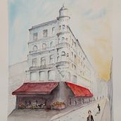 Praga con un toque de café parisino. Un proyecto de Pintura a la acuarela de tatana_kubatova - 30.06.2025