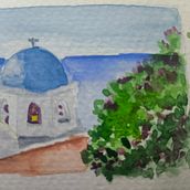 Peaceful place. Watercolor Painting, Sketchbook, and Traditional illustration project by Anuprabha Marikkani - 06.30.2025
