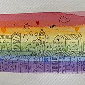 Proud city of love. Traditional illustration, and Watercolor Painting project by Karol Sissa - 06.30.2025
