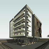 Edificio paramétrico. 3D, Arquitetura, Arquitetura digital, Arquitetura de interiores, Modelagem 3D, e Visualização arquitetônica projeto de dayana_pena - 01.07.2025