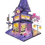 Café a Media Noche. Traditional illustration, and Watercolor Painting project by Fátima Telón S. - 07.01.2025