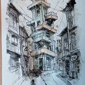 Béton japonais. Traditional illustration, Drawing, and Watercolor Painting project by laure_touvet40 - 07.01.2025