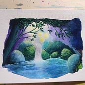 Firefly Fairytale. Fine Arts, Gouache Painting, Naturalistic Illustration, Painting, and Watercolor Painting project by Megan Flickinger - 07.02.2025