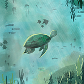 Beneath the Light: A Turtle’s Journey Ein Projekt aus dem Bereich Digitale Illustration, Malerei und Kinderillustration von MERIEM D - 04.07.2025