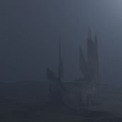 Mundo fantástico con luz nocturna, Concept Art. Un proyecto de 3D, Visualización arquitectónica, Arquitectura digital y Concept Art de Jorge De Ceballos - 15.07.2025
