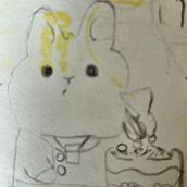 the rabbit baking a cake. Projekt z dziedziny  R, sunek, Ilustracja c i frowa użytkownika violalsa_1 - 21.07.2025