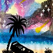 El espacio desde la playa . Fine Arts, Painting, Traditional illustration, and Watercolor Painting project by adaza94 - 07.22.2025
