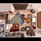 Background: habitación 80's. Un proyecto de Ilustración digital e Ilustración animada de Liss Gallardo - 22.07.2025