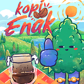 Kopi Enak. Ilustração digital, Design, e Artesanato projeto de Rifqi Maulana - 28.07.2025