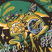 Froggies in love. Digital Drawing, Digital Illustration, Graphic Design, and Children's Illustration project by Geraldine Nuñez - 07.31.2025