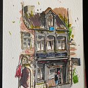 Kinky Star in Gent - Pen en marker. Architectural Illustration, Drawing, Ink Illustration, Sketchbook, and Sketching project by Ger Hermsen - 07.31.2025