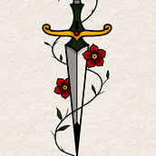 Daga Sakura. Un progetto di Illustrazione digitale, Disegno e Design di tatuaggi di Fabiana Fernández Vega - 03.08.2025