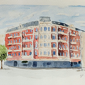 An der Keisereiche. Een project van  Tekening, Aquarelschilderen,  Architecturale illustratie, Sketchbook,  Illustratie met inkt y  Schetsen van Edyta Hetman - 04.08.2025