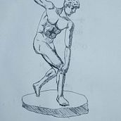 Representación de la ´´Estatua Discóbolo De Miron´´. Projekt z dziedziny  Sztuki piękne,  R, sunek, R, sunek ołówkiem, R, sunek realist, czn, R, sunek anatomiczn i Sketching użytkownika rosanamieres - 05.08.2025