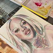 Retrato artístico en acuarela Ein Projekt aus dem Bereich Bildende Künste, Porträtzeichnung, Malerei und Aquarellmalerei von Belén Trinidad - 05.08.2025
