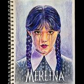Merlina. Colored Pencil Drawing, Drawing, Portrait Drawing, and Sketchbook project by Celina Saavedra - 08.08.2025