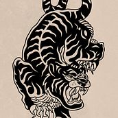 Tigre Negro. Un proyecto de Ilustración digital y Diseño de tatuajes de Luca Vartem - 08.08.2025