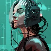 CYBERPUNK. Un projet de Illustration numérique, Conception de personnages, Dessin numérique, Illustration vectorielle, Dessin réaliste , et Théorie des couleurs de David Roi Corral Naveira - 17.08.2025