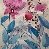 Flowery compositions in blues and pinks . Un proyecto de Ilustración botánica, Ilustración tradicional, Pintura y Pintura a la acuarela de Chryssavghi Sampati - 17.08.2025