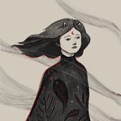 Luna Roja. Un progetto di Disegno di ritratti, Disegno digitale, Illustrazione tradizionale, Illustrazione digitale e Disegno di lamaru_xa - 20.08.2025