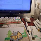 Dibujo arquitectónico expresivo con marcadores de colores.. Un projet de Illustration architecturale, Dessin, Illustration à l'encre, Carnet de croquis , et Esquisse  de Nicolás Torioni - 20.08.2025