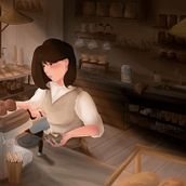 "Coffee Hour" - Working in the Coffee Shop. Een project van Ontwerp van personages, Stripboek, Digitale illustratie, Traditionele illustratie y Manga van platiaazul10 - 23.08.2025