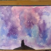 GATO NA NOITE. Un projet de Beaux Arts, Peinture, Illustration traditionnelle , et Aquarelle de hftorina - 24.08.2025
