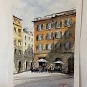 Piazza in Rome. Pintura em aquarela projeto de Sabrina Teplin - 01.09.2025