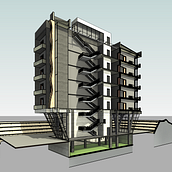 Edificio Paramétrico DMK. Un progetto di 3D, Architettura, Architettura digitale, Architettura d'interni, Modellazione 3D e ArchVIZ di Carlota Sánchez - 02.09.2025