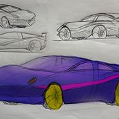 Sketching de un auto deportivo. Een project van  Ontwerp, Industrieel ontwerp, Productontwerp y  Schetsen van Gerardo Víquez Vargas - 03.09.2025