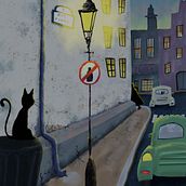 O Gato. Projekt z dziedziny Concept art, Trad, c, jna ilustracja, Ilustracja c i frowa użytkownika Giovanna Julião - 03.09.2025