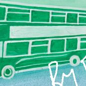 Mixed media bus illustration. Traditional illustration project by Dee - 09.03.2025