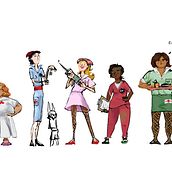 Nadia B's Character Design Project for Jackie Droujko's course!. Ilustração tradicional, Design de personagens, Ilustração digital, e Desenho digital projeto de Nadia B - 08.09.2025